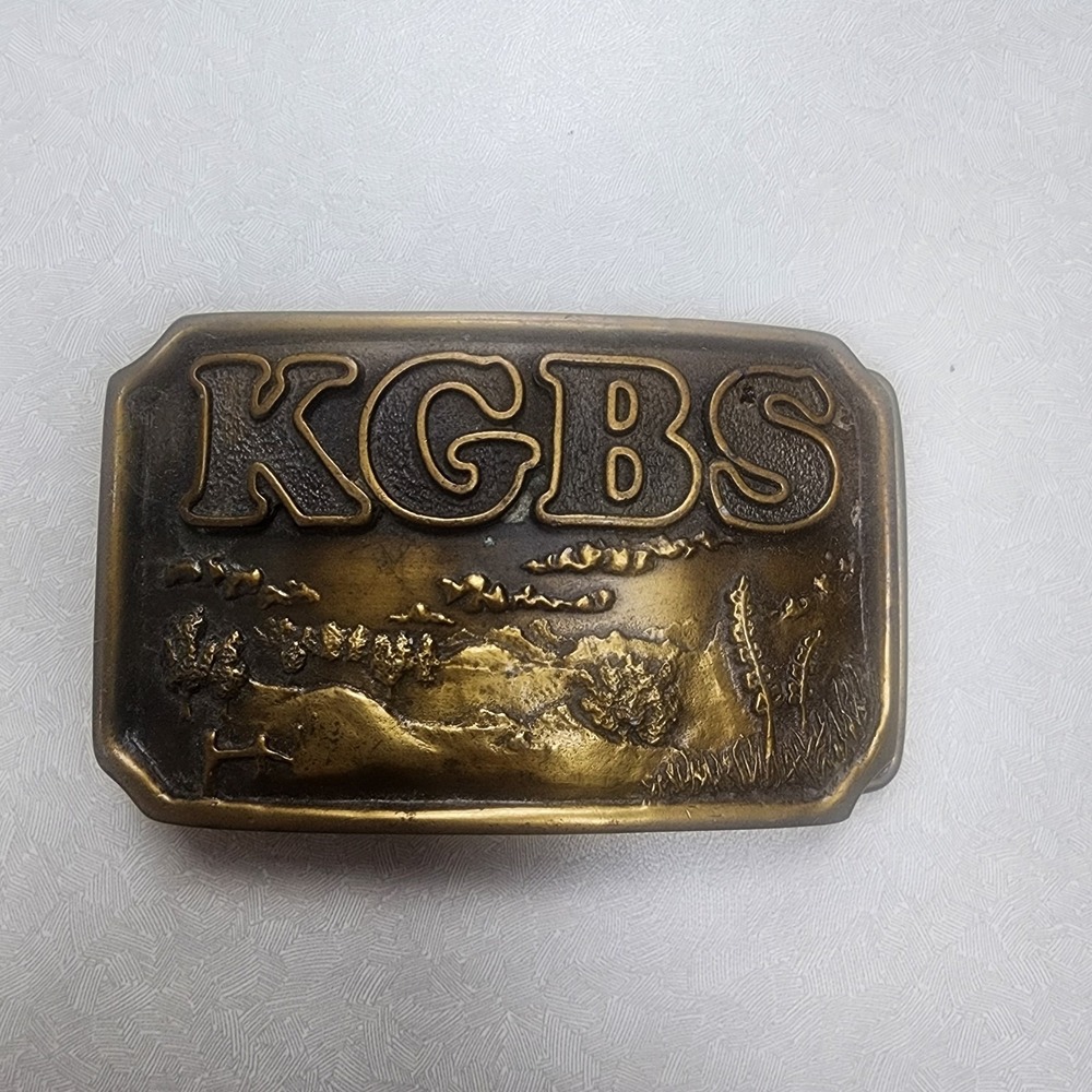 Vintage 1976 KGBS 97 FM Los Angeles Radio Station Belt Buckle Indiana Metal Craf
